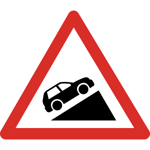 hill ahead sign icon